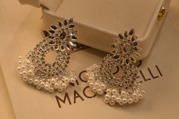 Sparkling Unique Design Silver Plated Crystal Stones Earrings For Girls/women