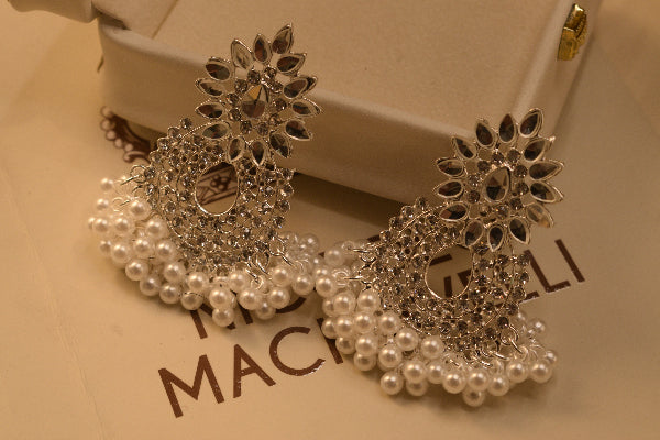 Sparkling Unique Design Silver Plated Crystal Stones Earrings For Girls/women