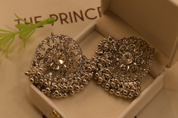 Stylish Unique Design Silver Plated Crystal Stones Earrings For Girls/women