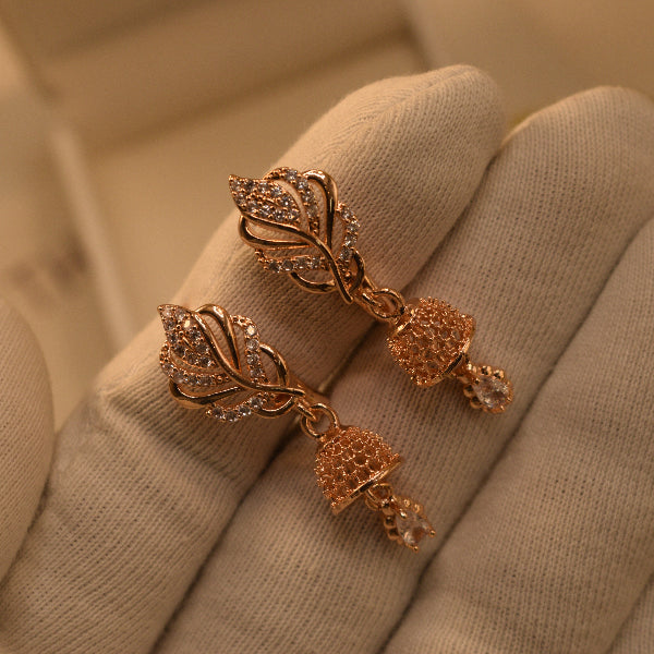 Luminous Unique Design Gold Plated Crystal Stones Earrings For Girls/women