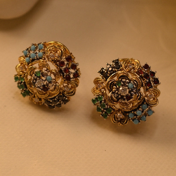 Elegant Unique Design Gold Plated Crystal Stones Earrings For Girls/women