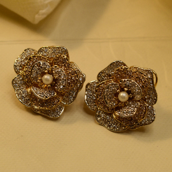 Luxury Unique Design Gold Plated Crystal Stones Earrings For Girls/women
