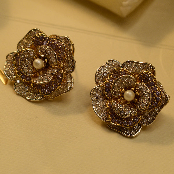 Luxury Unique Design Gold Plated Crystal Stones Earrings For Girls/women