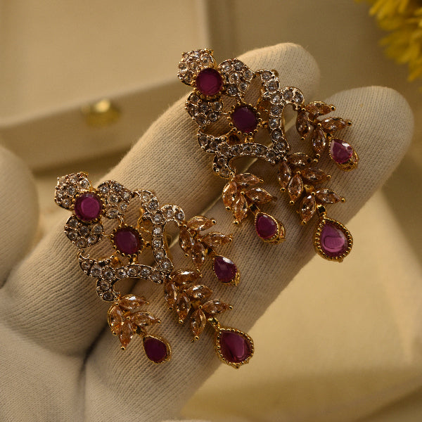 Elegant Unique Design Gold Plated Crystal Stones Earrings For Girls/women