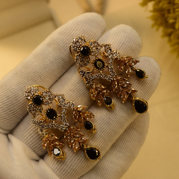 Elegant Unique Design Gold Plated Crystal Stones Earrings For Girls/women