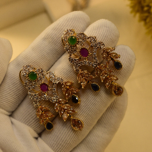 Elegant Unique Design Gold Plated Crystal Stones Earrings For Girls/women