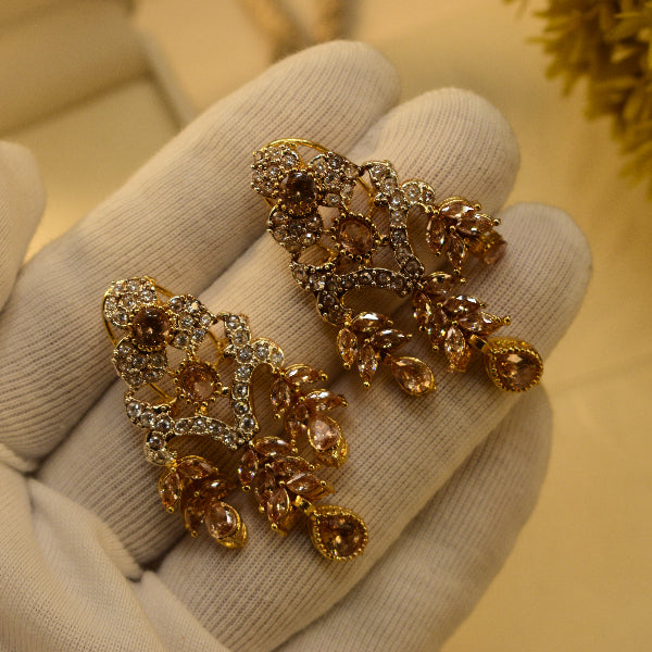 Elegant Unique Design Gold Plated Crystal Stones Earrings For Girls/women