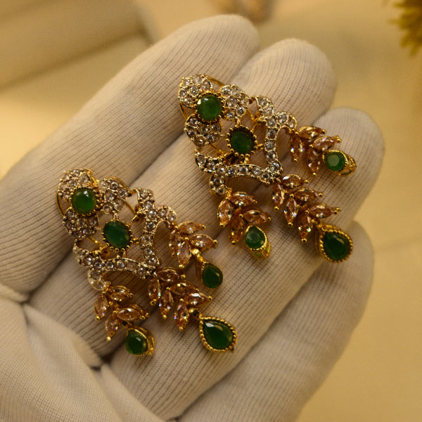 Elegant Unique Design Gold Plated Crystal Stones Earrings For Girls/women