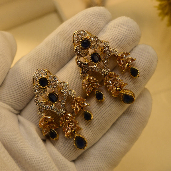 Elegant Unique Design Gold Plated Crystal Stones Earrings For Girls/women