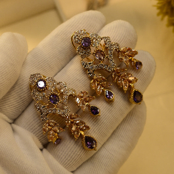 Elegant Unique Design Gold Plated Crystal Stones Earrings For Girls/women