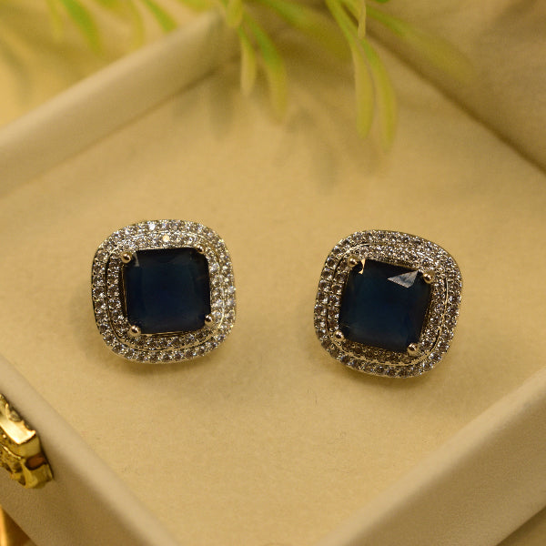 Fancy Design Silver Plated Crystal Stones Earrings For Girls/women