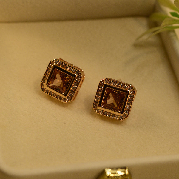 Elegant Unique Design Gold Plated Crystal Stones Earrings For Girls/women