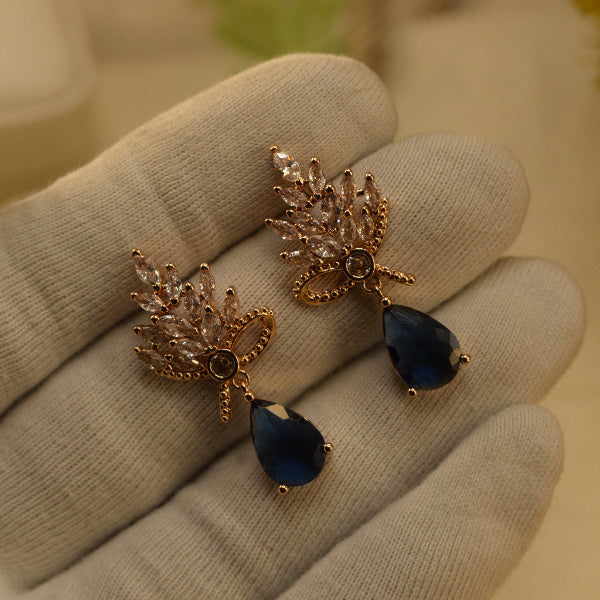 Sparkling Unique Design Gold Plated Crystal Stones Earrings For Girls/women