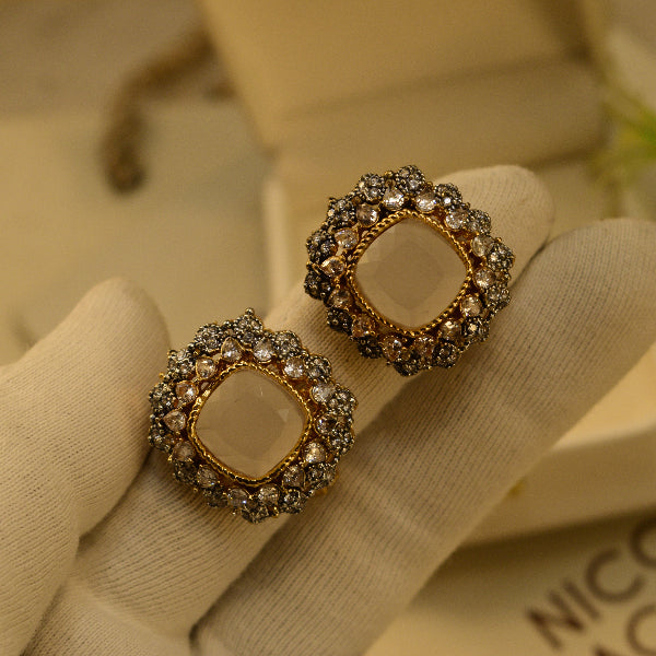 Gorgeous Unique Design Gold Plated Crystal Stones Earrings For Girls/women