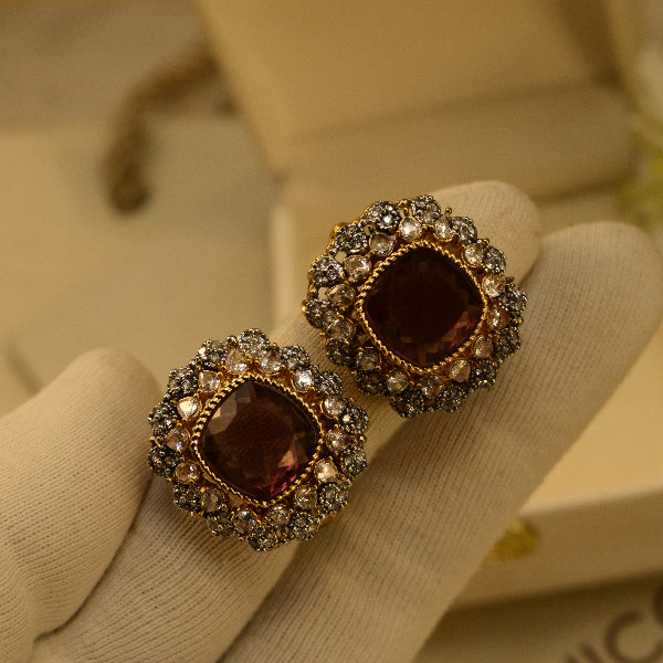Gorgeous Unique Design Gold Plated Crystal Stones Earrings For Girls/women