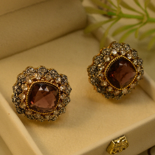 Gorgeous Unique Design Gold Plated Crystal Stones Earrings For Girls/women