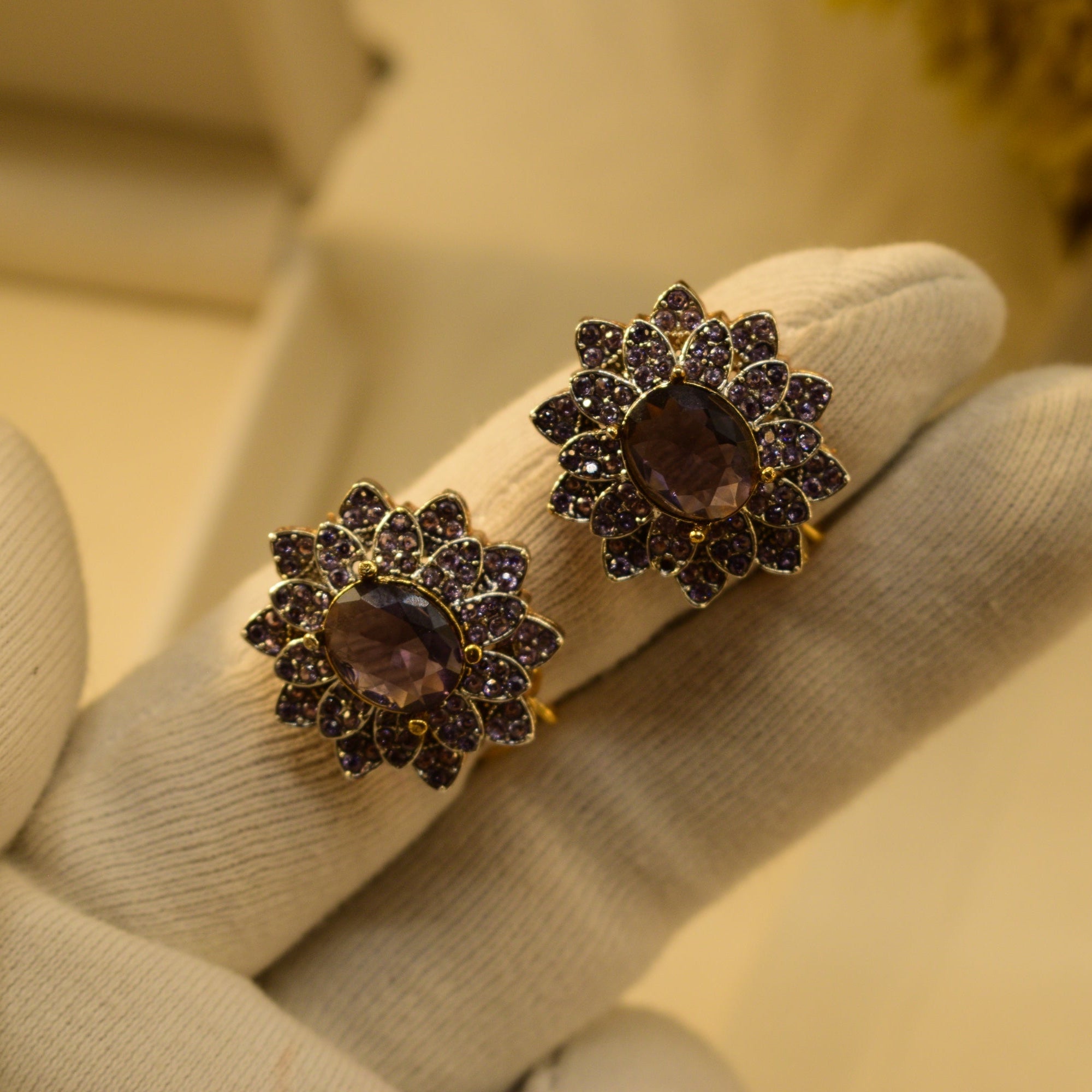 Luxury Unique Design Gold Plated Crystal Stones Earrings For Girls/women
