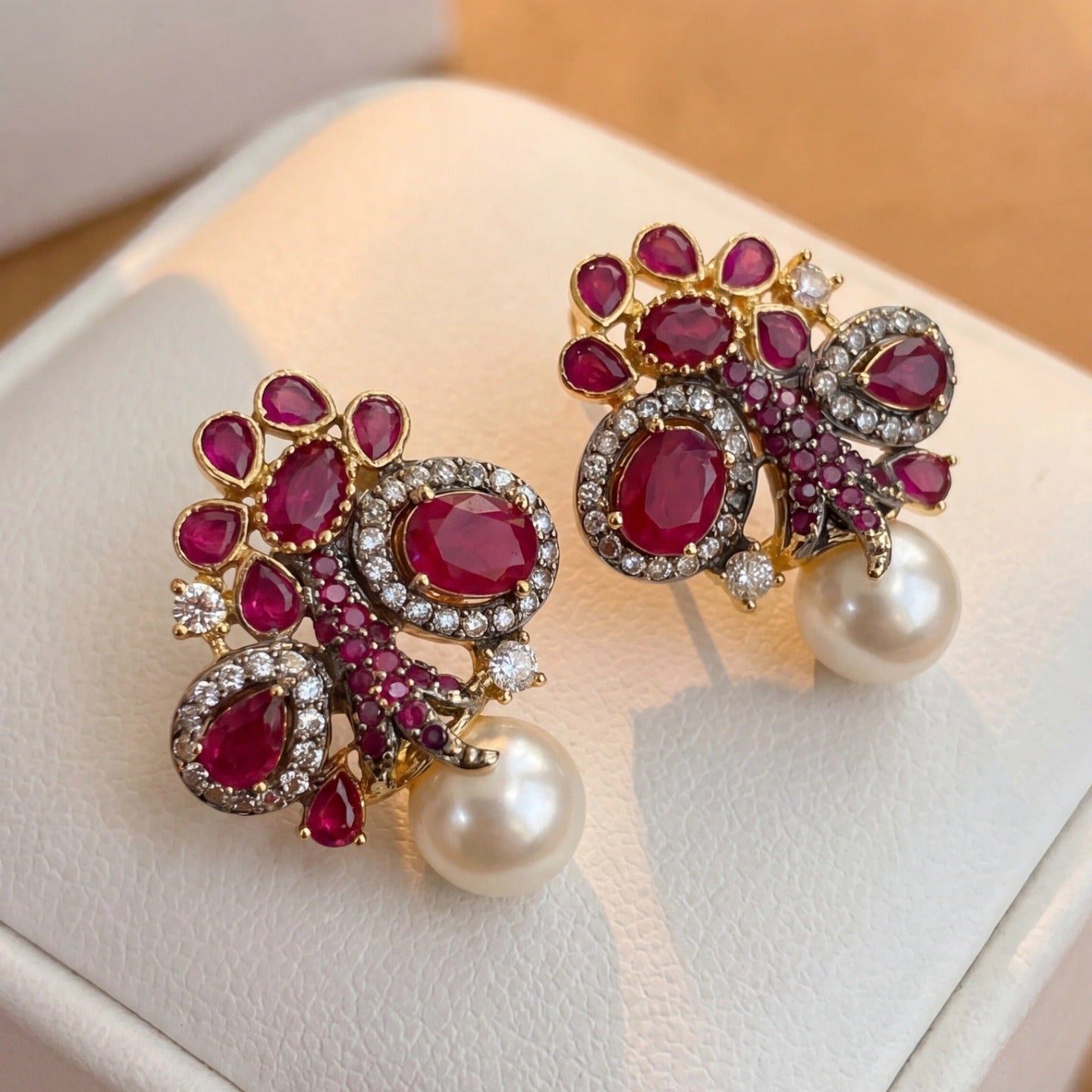 Beautiful Unique Design Gold Plated Crystal Stones Earrings For Girls/women