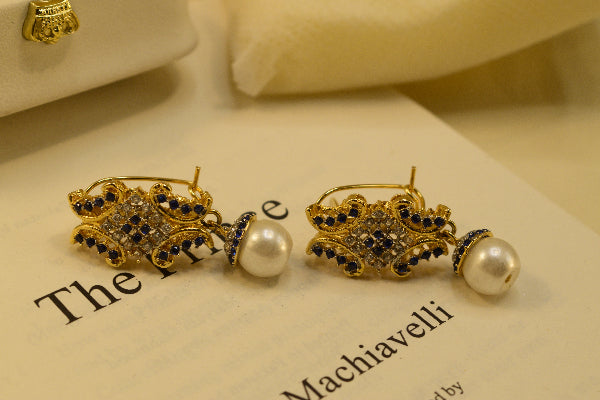 Fancy Unique Design Gold Plated Crystal Stones Earrings For Girls/women