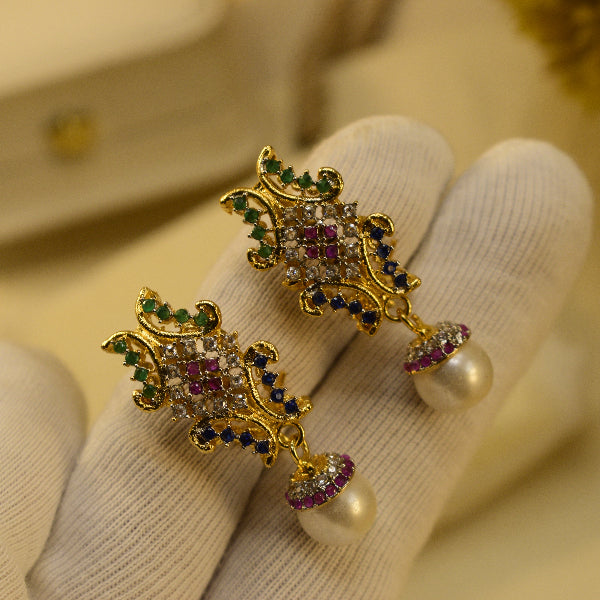 Fancy Unique Design Gold Plated Crystal Stones Earrings For Girls/women