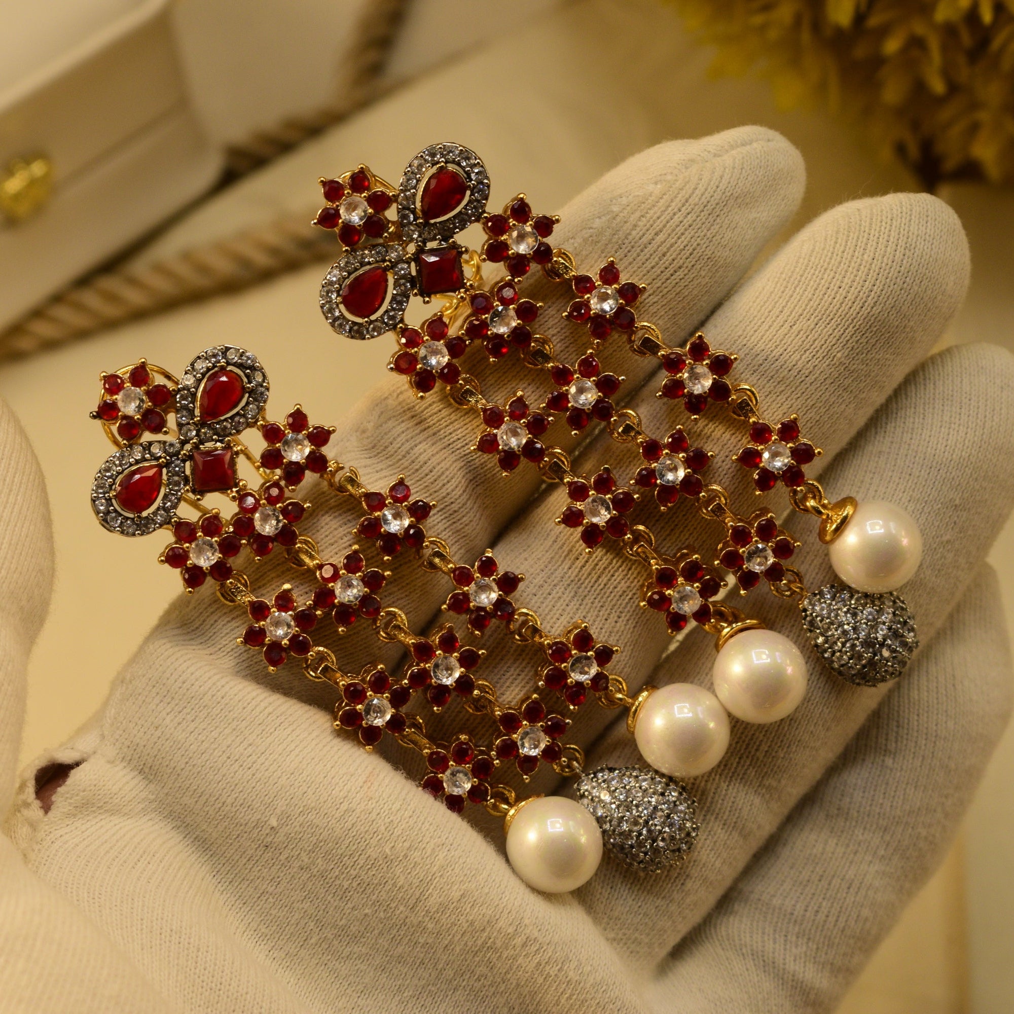 Dazzling Design Gold Plated Crystal Stones Earrings For Girls/women