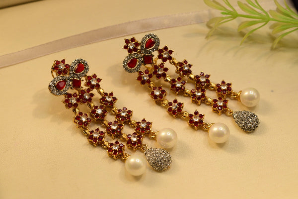 Dazzling Design Gold Plated Crystal Stones Earrings For Girls/women