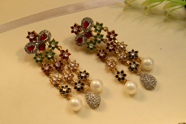 Dazzling Design Gold Plated Crystal Stones Earrings For Girls/women