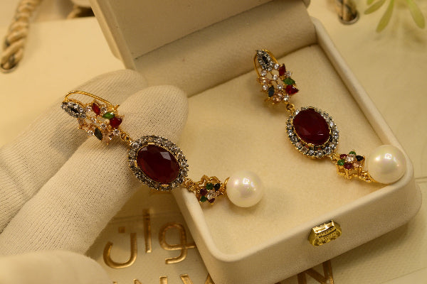Stylish Design Gold Plated Crystal Stones Earrings For Girls/women
