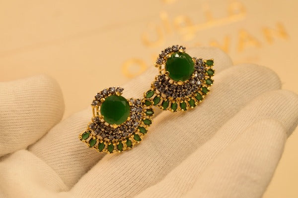 Fancy Design Jarao Green Stones Earrings For Girls/women.