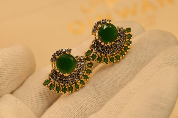 Fancy Design Jarao Green Stones Earrings For Girls/women.