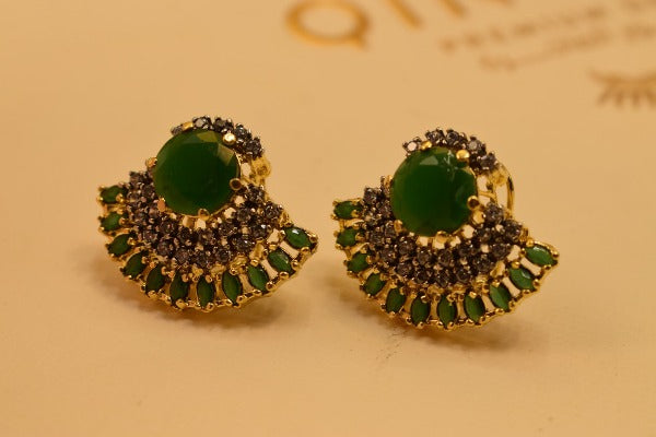 Fancy Design Jarao Green Stones Earrings For Girls/women.