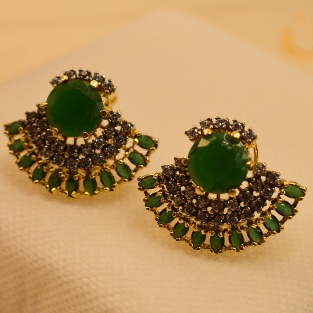 Fancy Design Jarao Green Stones Earrings For Girls/women.