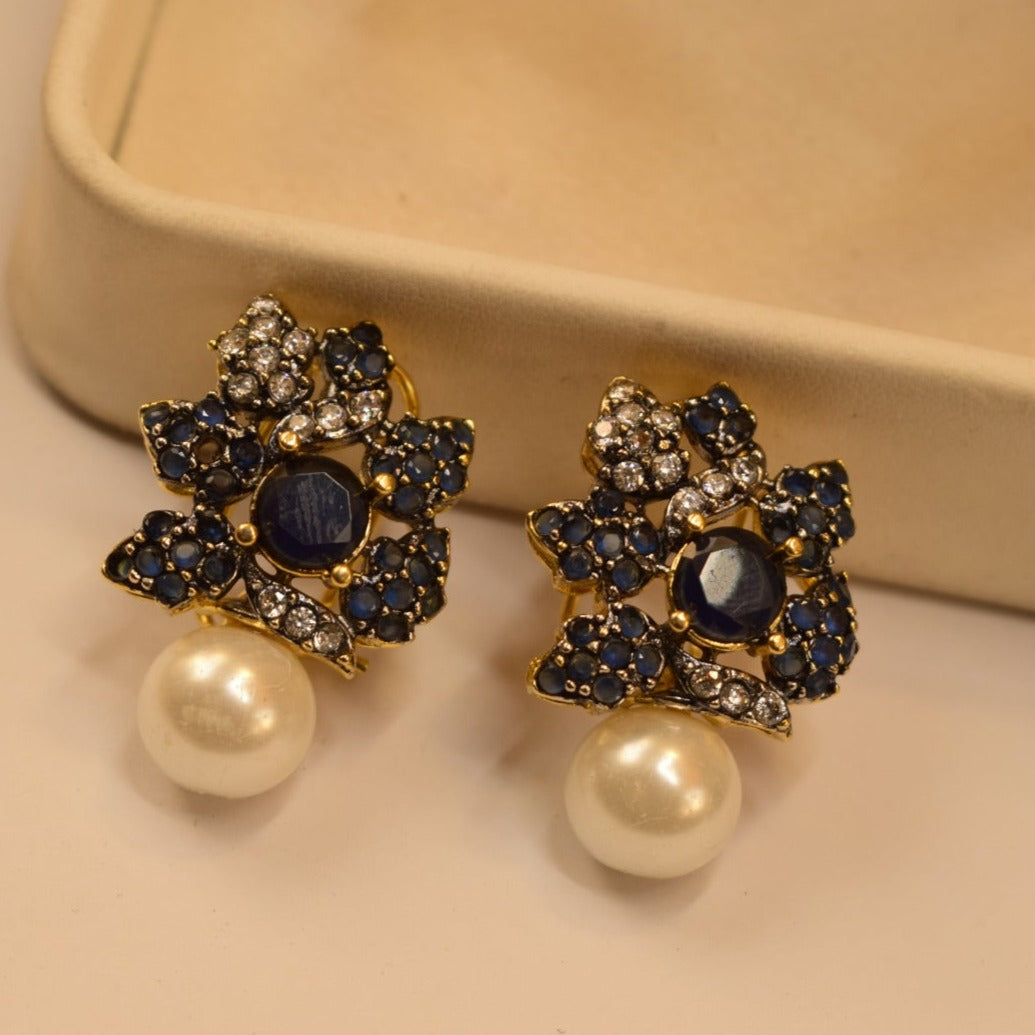 Elegant Design Golden BLUE Stones Earrings For Girls/women.