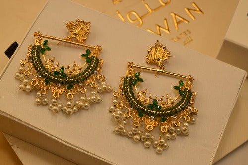 Elegant Design Golden White/Red/Green/Black Stones Earrings For Girls/women.