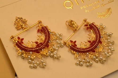 Elegant Design Golden White/Red/Green/Black Stones Earrings For Girls/women.