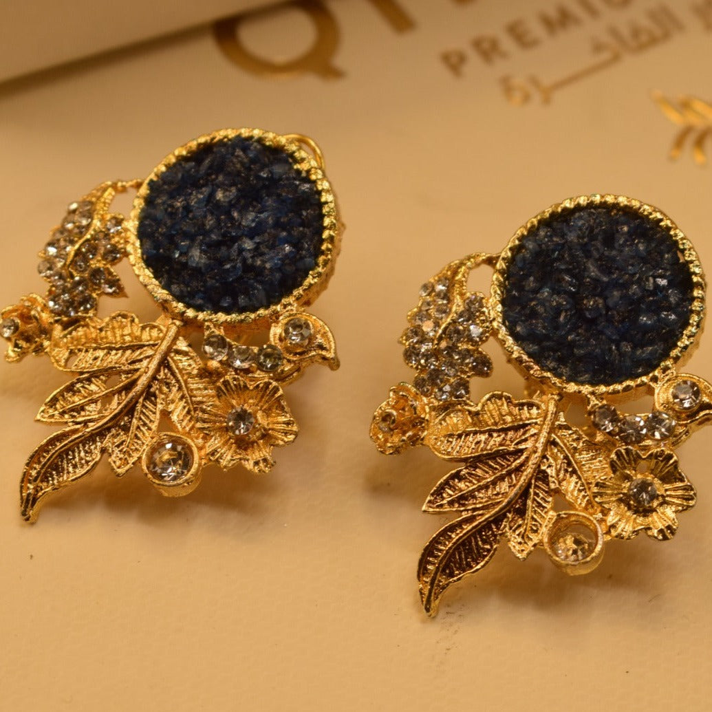 Fancy Leaf Design Golden White/Maroon/Green/Black/Shampion/Pink/Blue/ Stones Earrings For Girls/women.