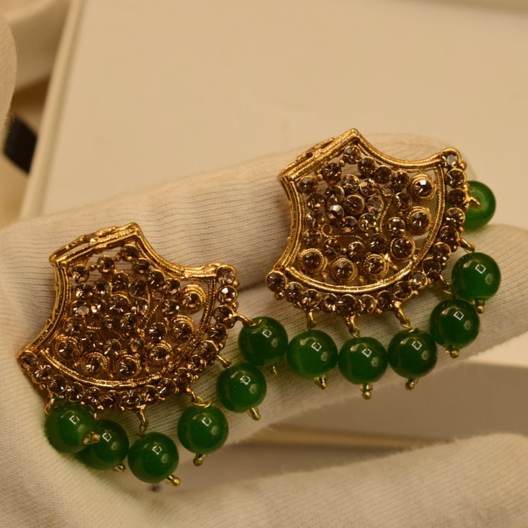 Unique Design Black/Green Stone Earrings For Girls/women.