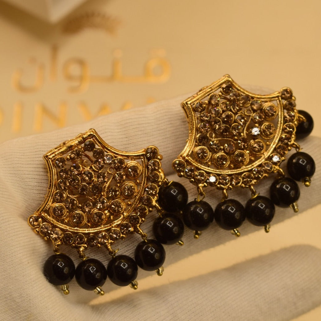 Unique Design Black/Green Stone Earrings For Girls/women.