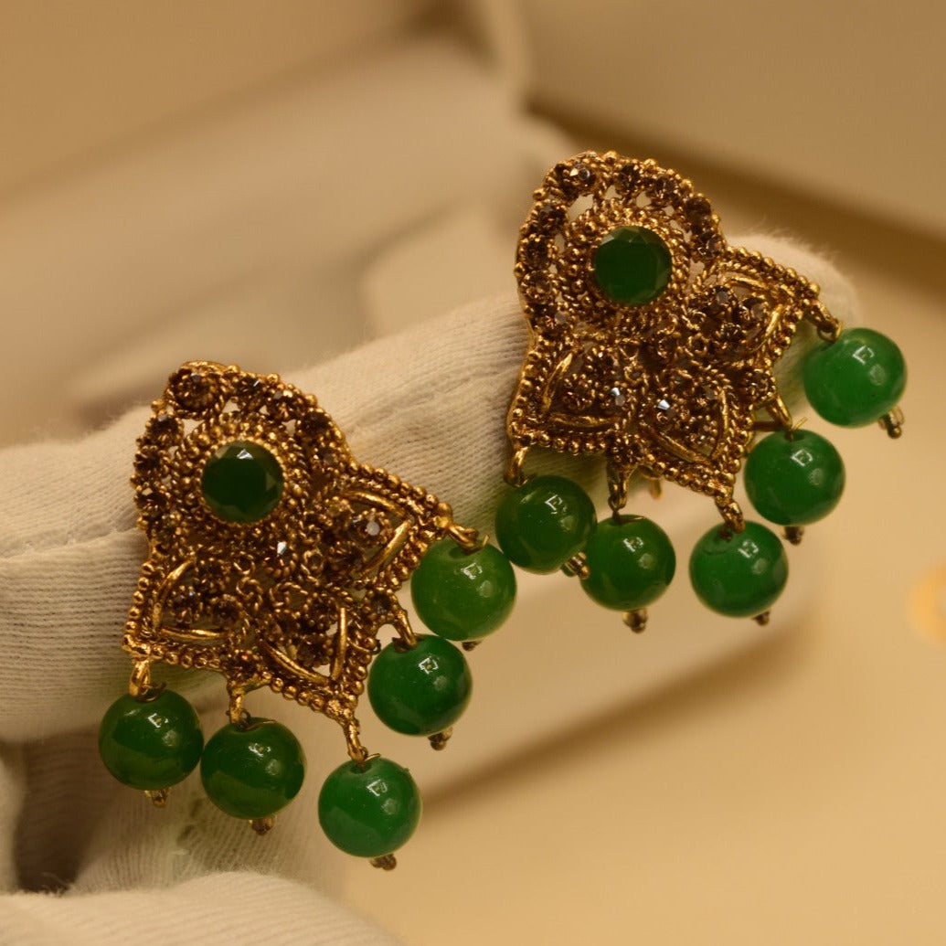 Elegant Design Green Stone Earrings For Girls/women.