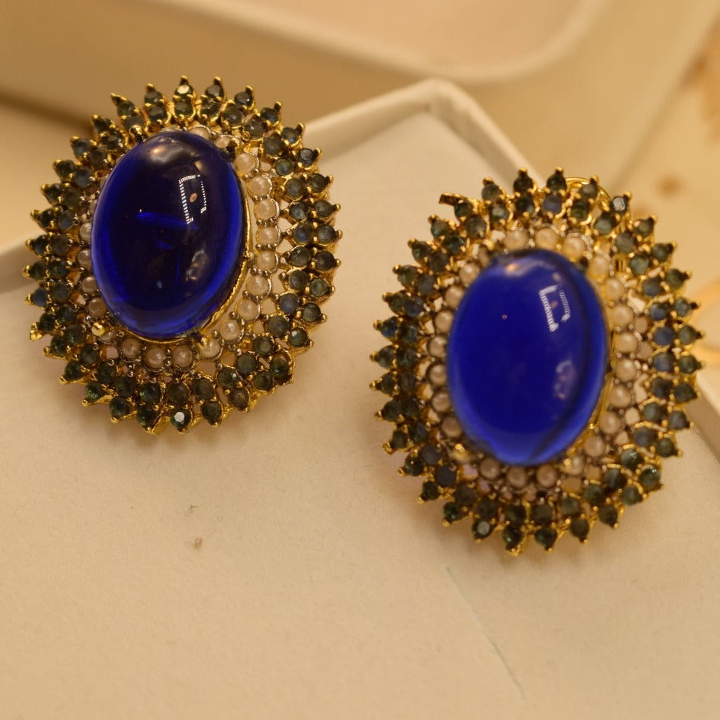 Stylish Design Jarao Blue Stone Earrings For Girls/women.