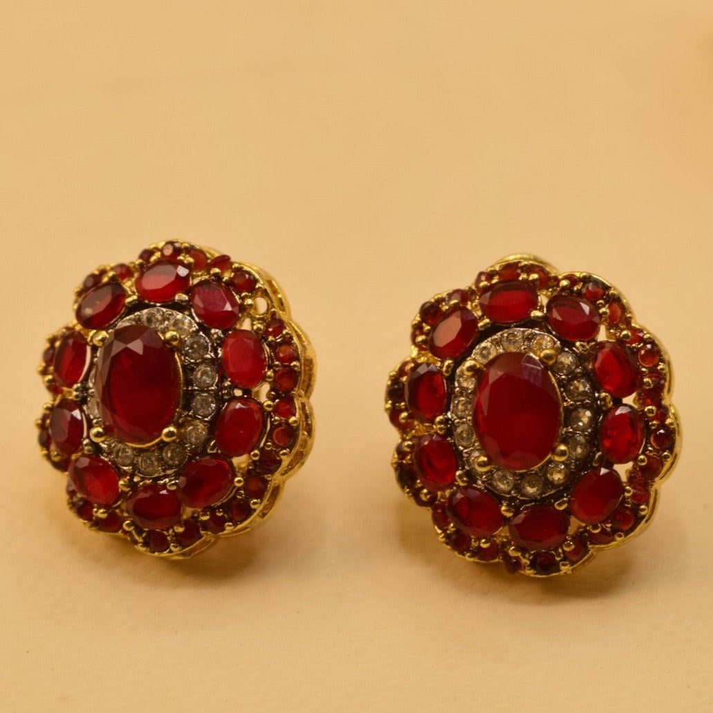 Fancy Design Jarao Maroon Stone Earrings For Girls/women.