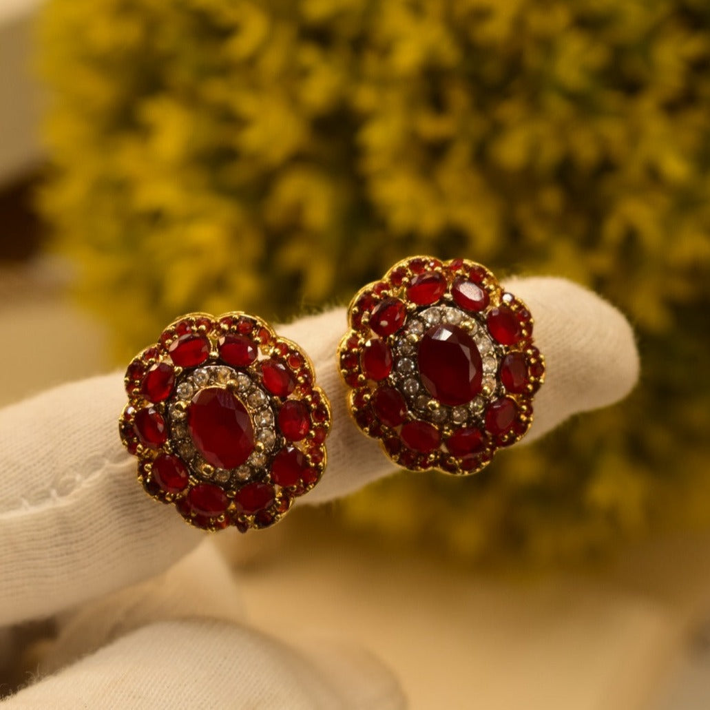 Fancy Design Jarao Maroon Stone Earrings For Girls/women.