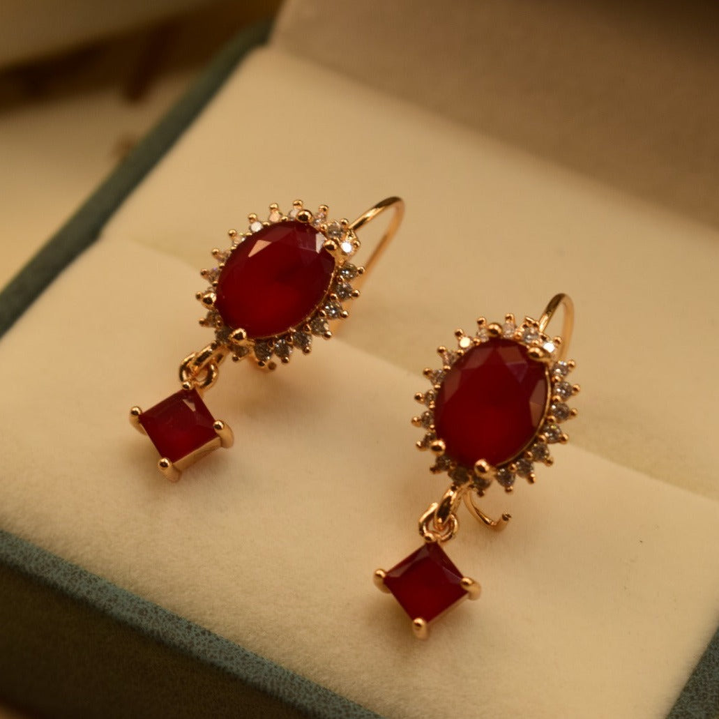 Fancy Golden Maroon Stone Earrings For Girls/women.