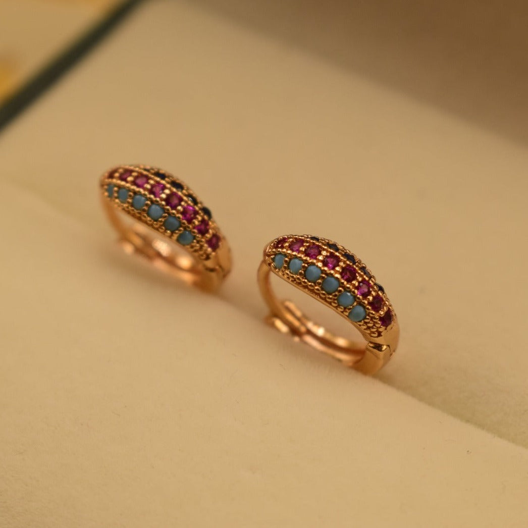 Multi Color Design Elegant Stone Golden Earrings For Girls/women.