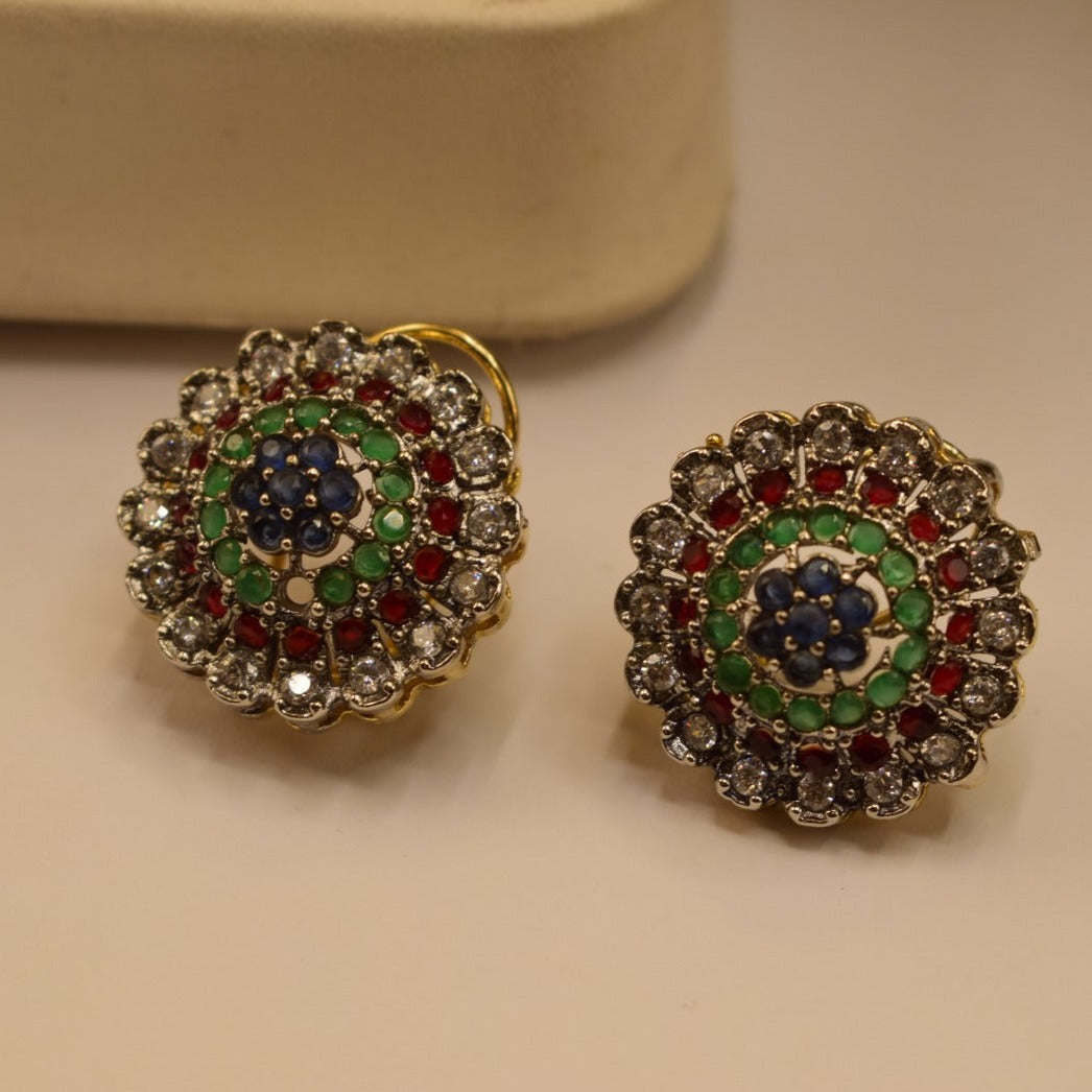 Elegant Design Jarao Multicolor Stone Golden Earrings For Girls/women