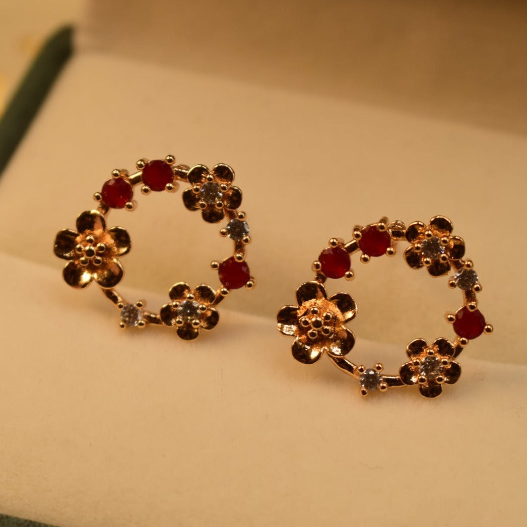 Elegant Design Real Stone Gold Plated Tiny Earrings For Girls/women.