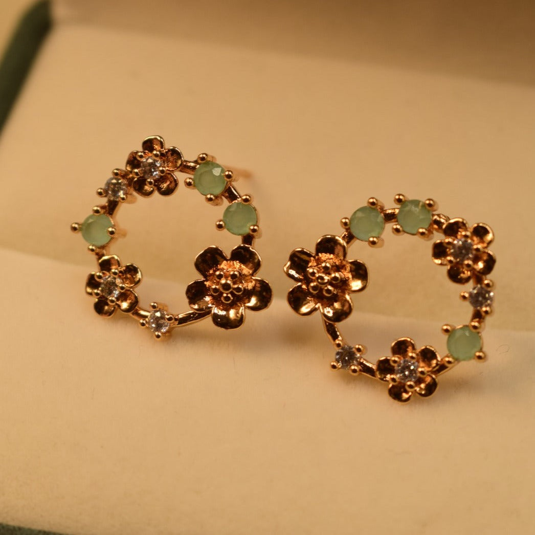 Elegant Design Real Stone Gold Plated Tiny Earrings For Girls/women.