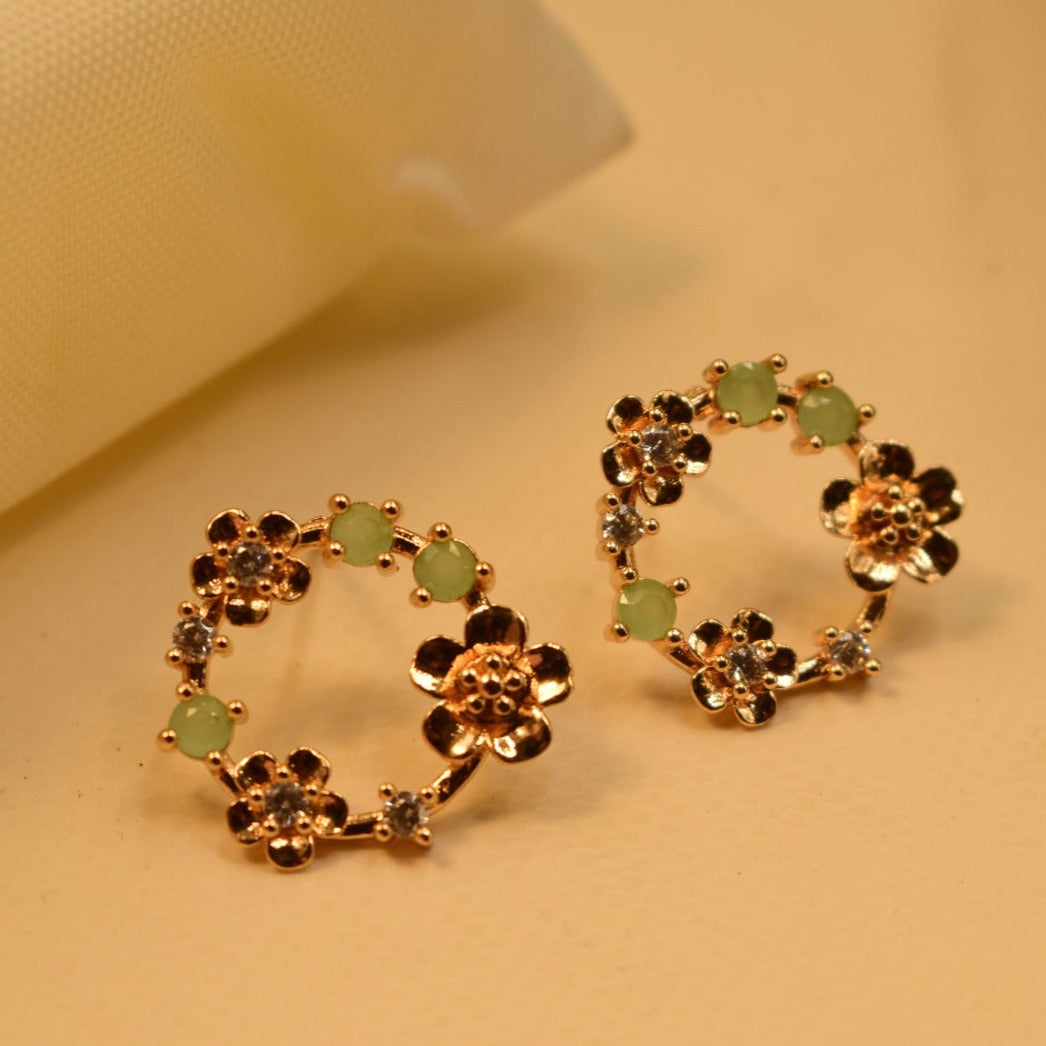 Elegant Design Real Stone Gold Plated Tiny Earrings For Girls/women.