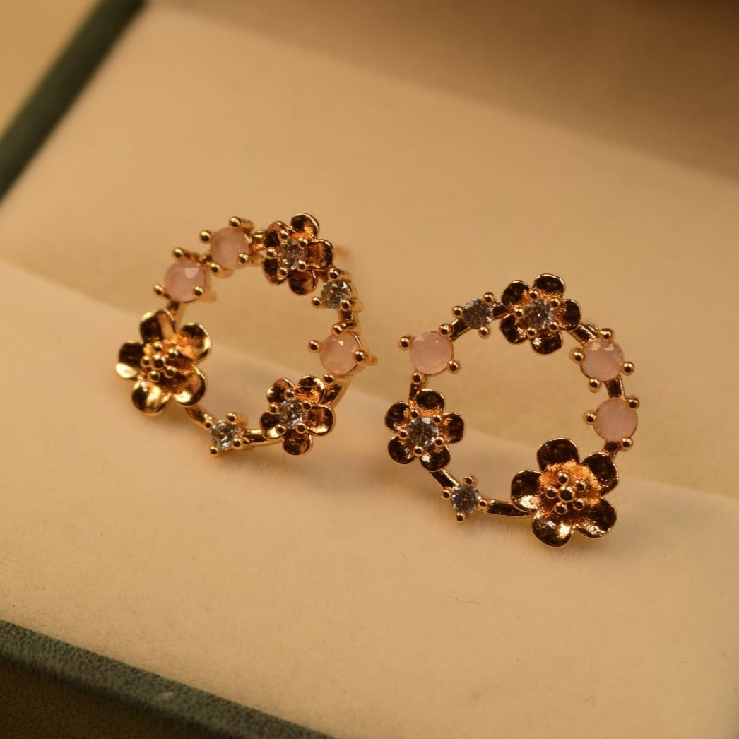 Elegant Design Real Stone Gold Plated Tiny Earrings For Girls/women.