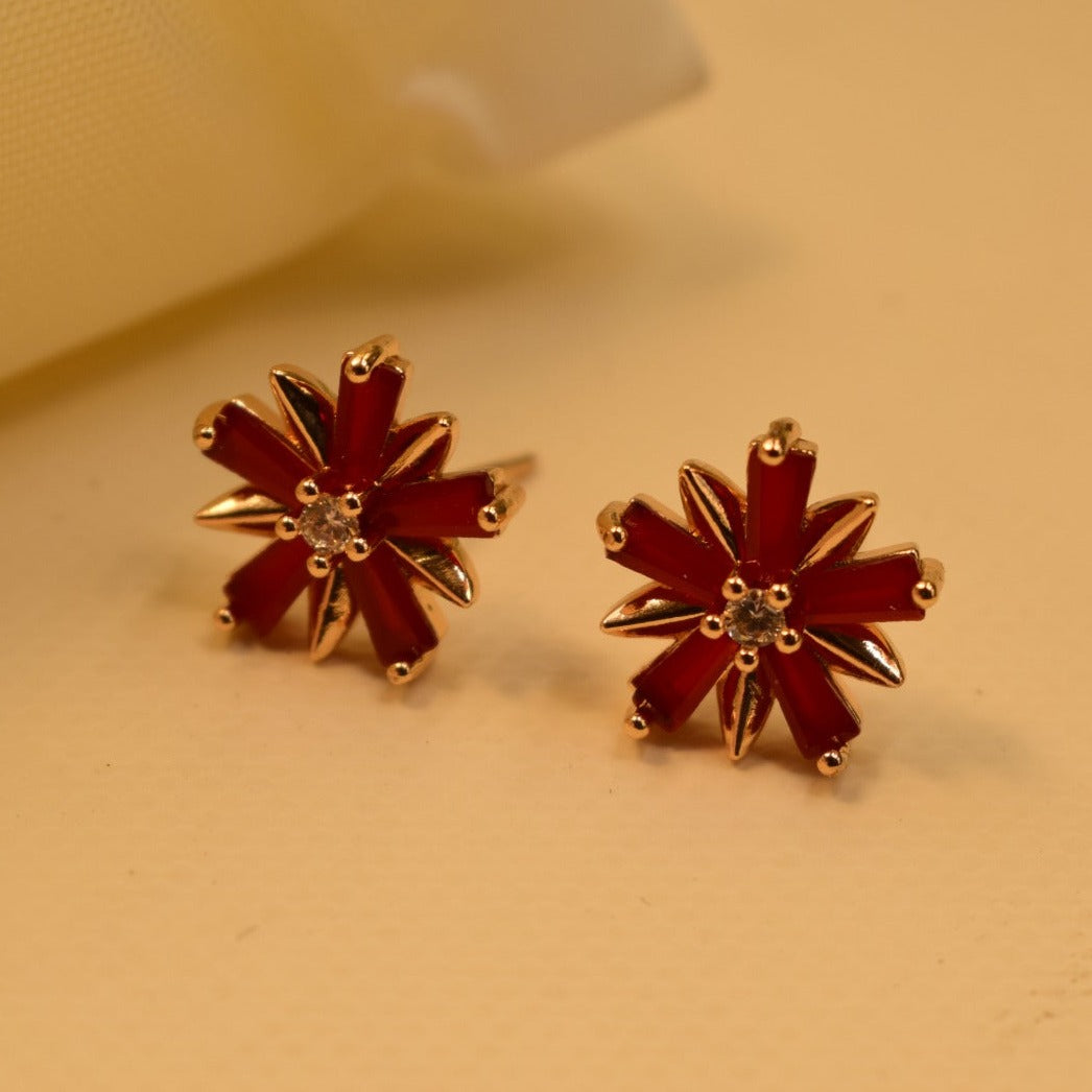 Elegant Design Real Stone Gold Plated Tiny Earrings For Girls/women.